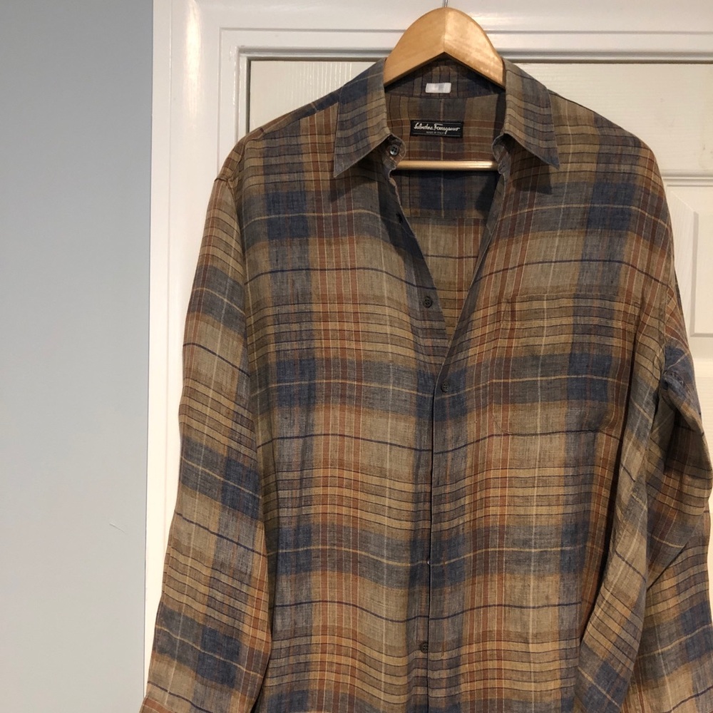 Pure Linen Salvatore Ferragamo Button Up